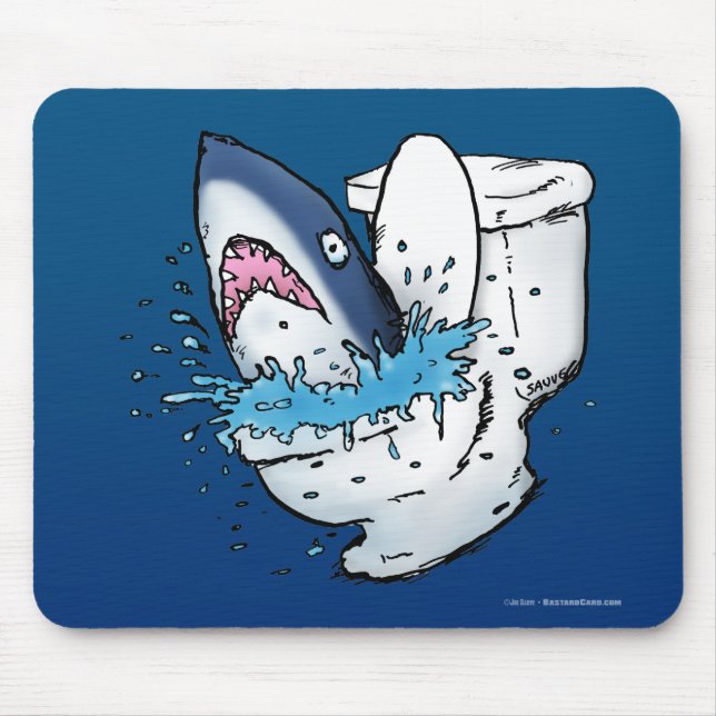 Tapis De Souris Toilette Shark Funny Blue Cartoon (Devant)