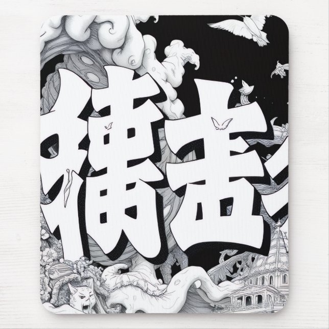 Tapis De Souris Tokyo Noir et Blanc (Devant)