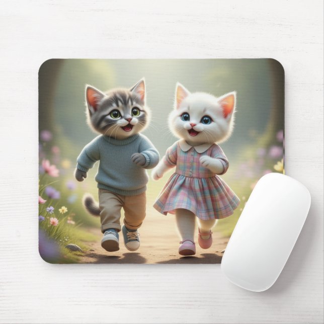 Tapis De Souris Tom & Luna Mouse Pad, Cute Cat Desk Mat (Avec souris)