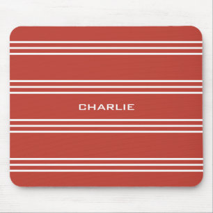 Tapis De Souris Tomato Red Stripes personnalisé monogramme mousepa