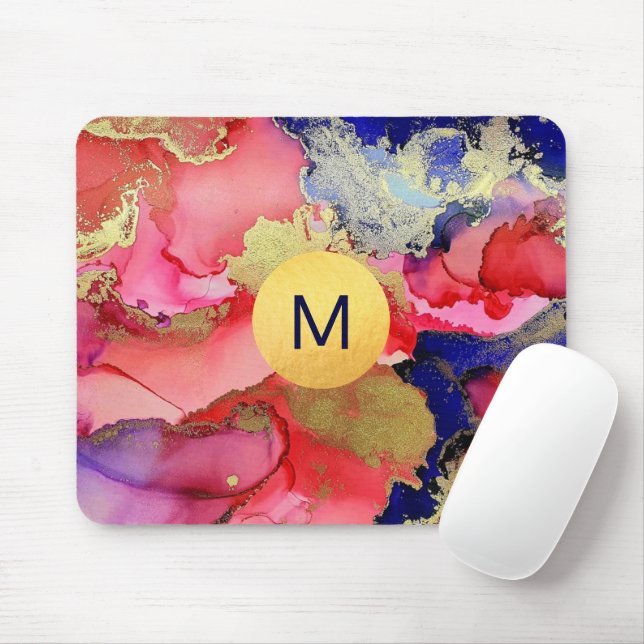 Tapis de souris ton bijou en art abstrait monogram (Avec souris)