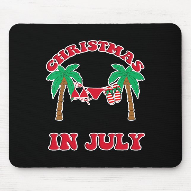 Tapis De Souris Tongs Bikini Noël en Juillet Palmier  (Devant)