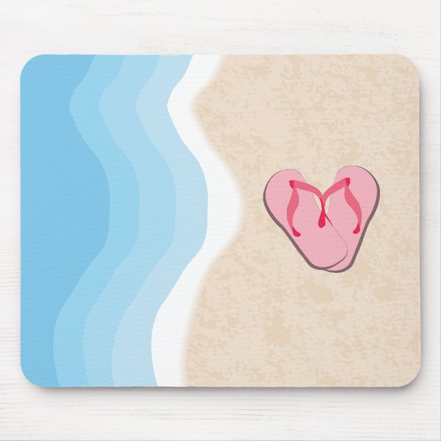 Tapis De Souris Tongs roses sur la plage de Mousepad (Devant)