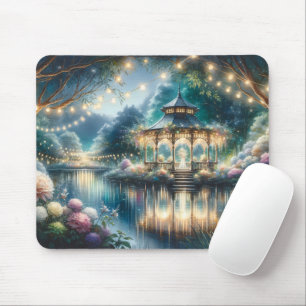 Tapis De Souris Tonnelle de jardin enchanté, reflet du crépuscule