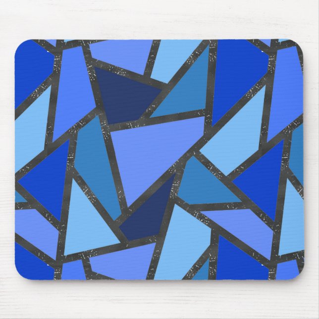Tapis De Souris Tons de motif en vitrail bleu (Devant)
