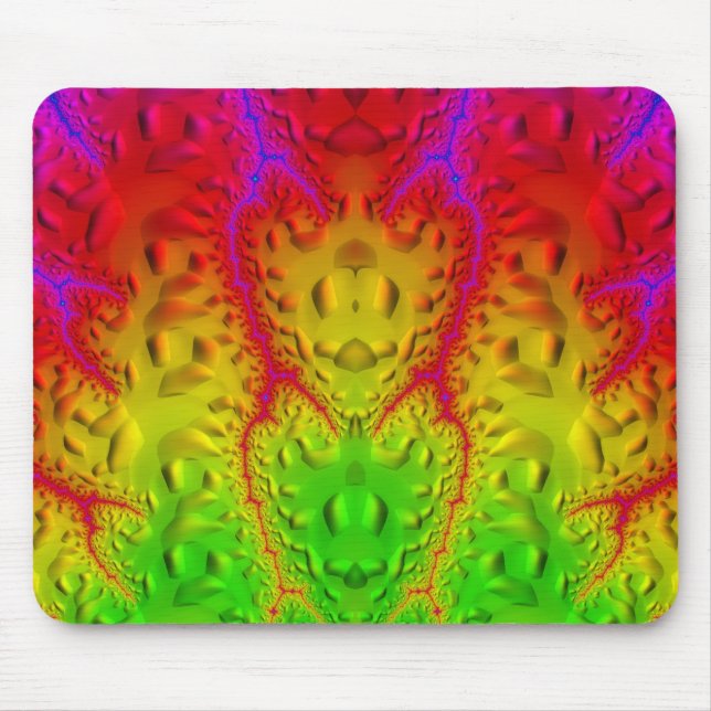 Tapis De Souris ~ Tons Zany Purple Vert Rouge Jaune Fractale (Devant)
