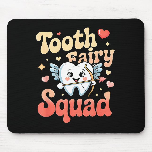 Tapis De Souris Tooth Fairy Squad Cute Cud Tooth Retro Dental Humo (Devant)