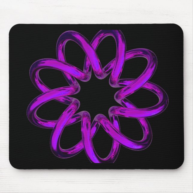 Tapis De Souris Tore Violet Néon Sur Fond Noir (Devant)