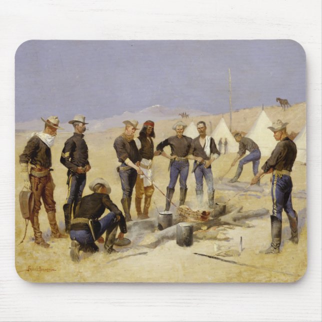 Tapis De Souris Torréfaction du boeuf de Noël dans un camp de (Devant)