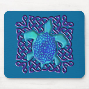 Tapis De Souris Tortue celtique de noeud Mousepad (bleu)