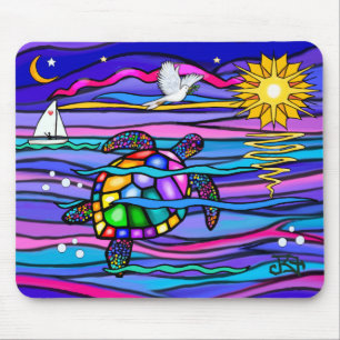Tapis De Souris Tortue de mer (bleu/rose)