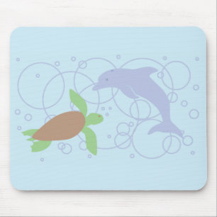 Tapis De Souris Tortue de mer et dauphin