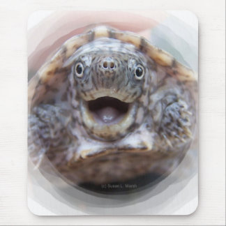 Tapis De Souris Tortue de musc folle de cadre rond ouvert de