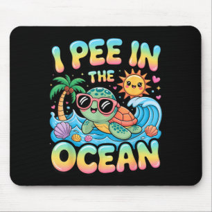 Tapis De Souris Tortue kawaii de plage sarcastique drôle enfants f