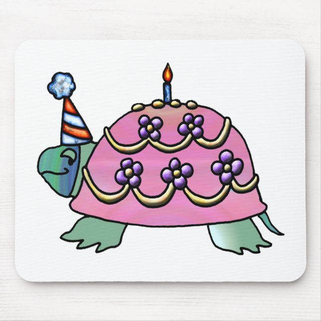 Tapis De Souris Tortue rose d'anniversaire (Devant)