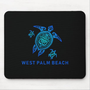 Tapis De Souris Tortue Tribale Bleue de la mer de Palm Ouest