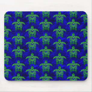 Tapis De Souris Tortues de mer vertes de la tribu bleu océanique