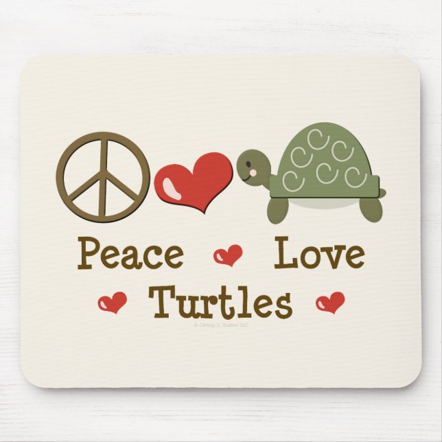 Tapis De Souris Tortues Mousepad d'amour de paix (Devant)
