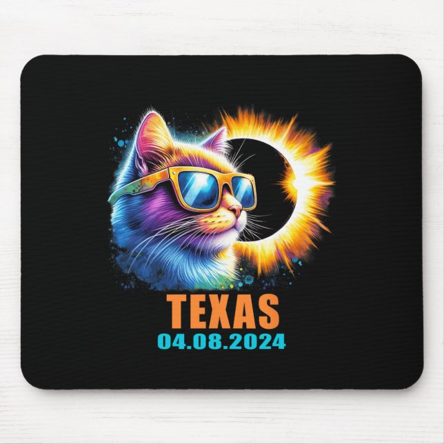 Tapis De Souris Total Éclipse Solaire 2024 Cat Éclipse Solaire Gle (Devant)