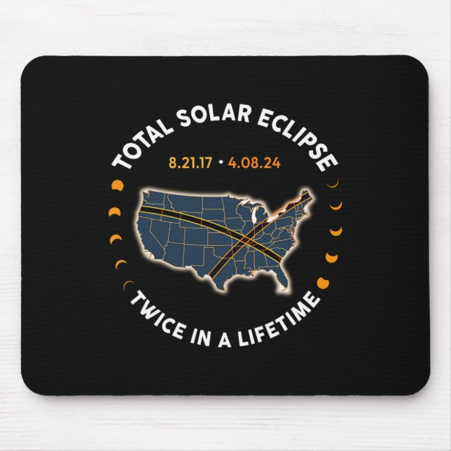 Tapis De Souris Total Éclipse Solaire 2024 Deux Fois Dans Une Vie  (Devant)