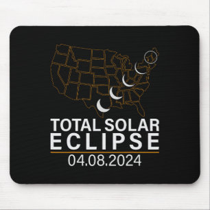 Tapis De Souris Total Éclipse Solaire Avril 8 2024 Amérique Usa Ca