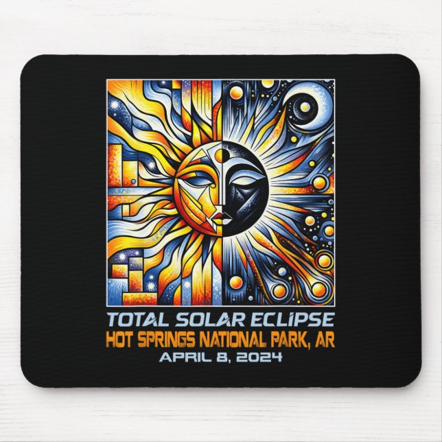 Tapis De Souris Total Éclipse Solaire Sources Chaudes Ar Arkansas (Devant)