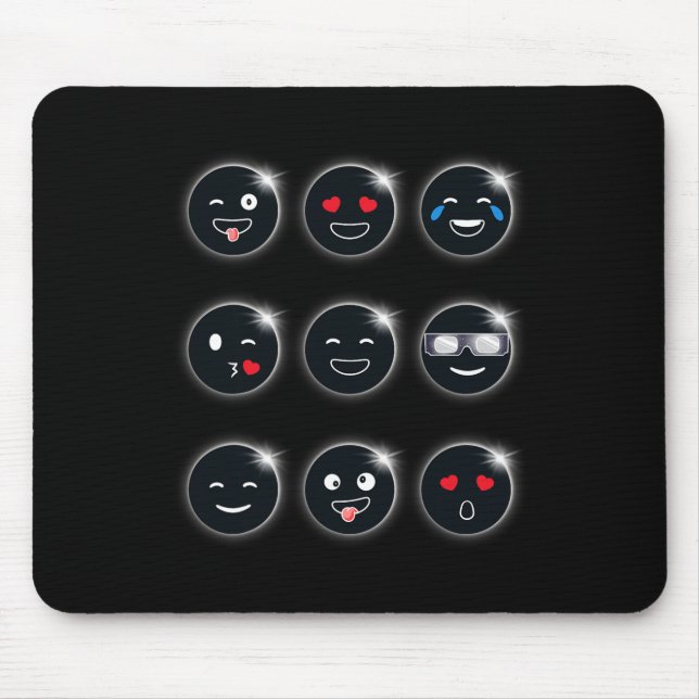 Tapis De Souris Total Solaire Eclipse 04.08.2024 Silly Faces Fun B (Devant)