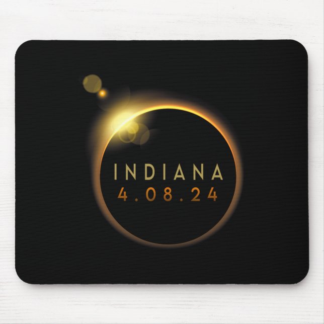 Tapis De Souris Total Solaire Eclipse 2024 Totalité Indiana (Devant)
