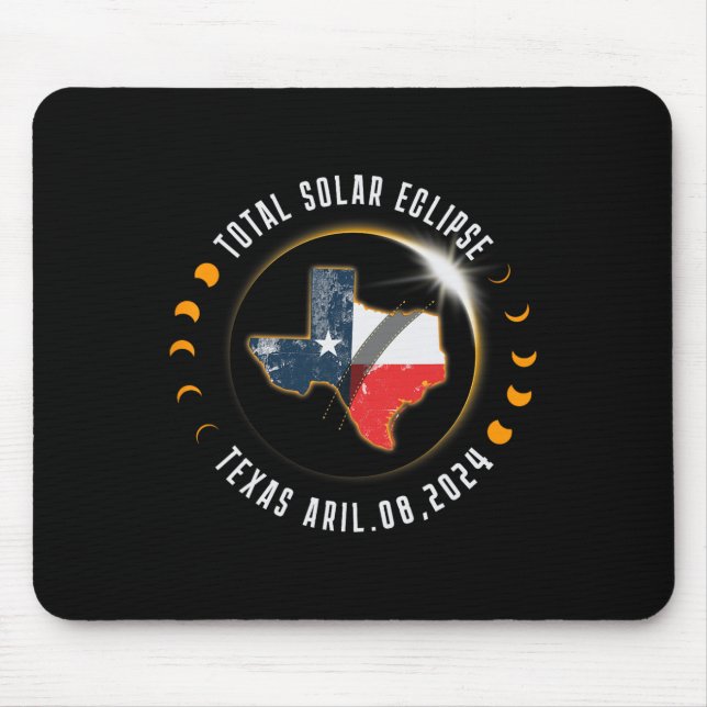 Tapis De Souris Total Solaire Eclipse Amérique Totalité Texas 8 av (Devant)
