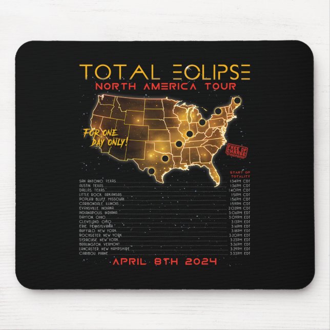 Tapis De Souris Total Solar Eclipse 2024 North America Tour (Devant)