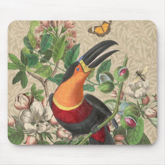 Tapis De Souris Toucan Jungle Tropical Bird Belle antique (Devant)