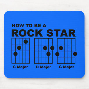 Tapis De Souris Touches d'Accord de Guitare de Rock Star Drôle Hum