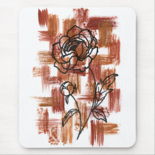 Tapis De Souris Touches de brosse en terracotta moderne et rose à