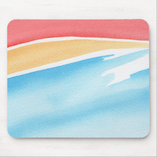 Tapis De Souris Touches de peinture aquarelle rouge orange et bleu