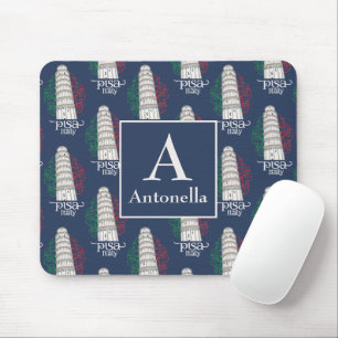 Tapis De Souris Tour de Pise personnalisée avec monogramme et nom