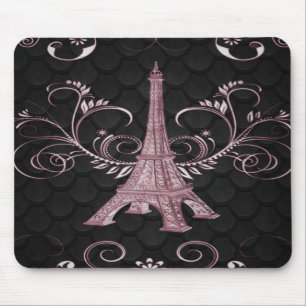 Tapis De Souris Tour Eiffel Flore Rose