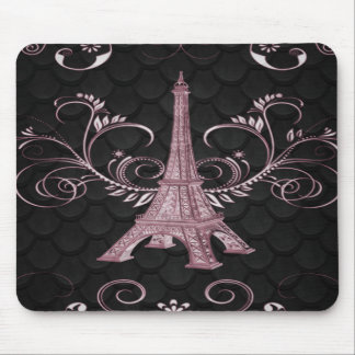 Tapis De Souris Tour Eiffel Flore Rose