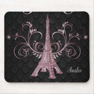 Tapis De Souris Tour Eiffel Flore Rose Flexibles Souris Pad