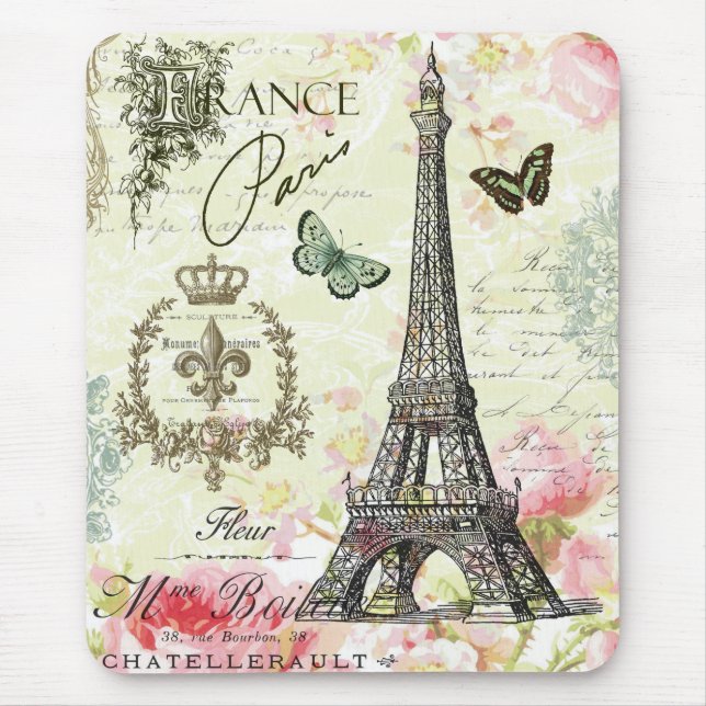 Tapis De Souris Tour Eiffel français vintage moderne (Devant)