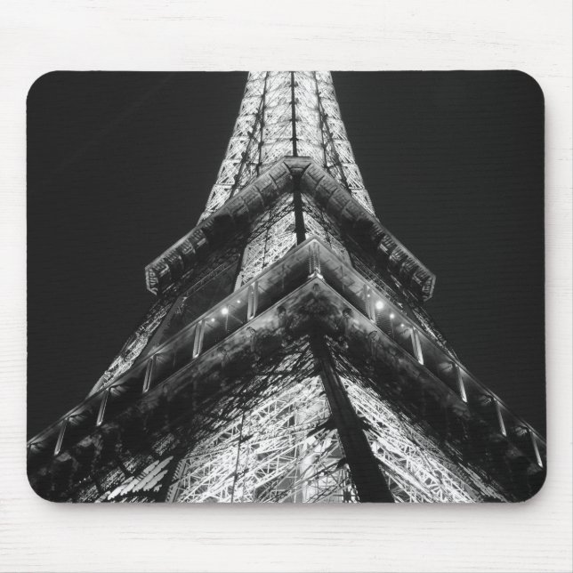 Tapis De Souris Tour Eiffel Noir Blanc Paris Europe Voyage (Devant)