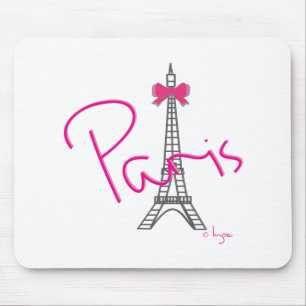 Tapis De Souris Tour Eiffel Paris avec arc rose