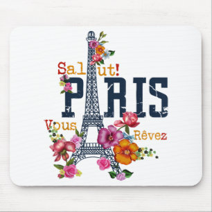 Tapis De Souris Tour Eiffel Paris Chemise Salut Flower Paris Fra