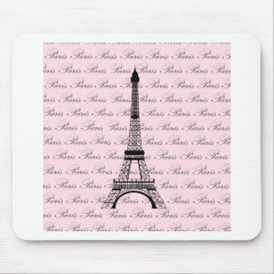 Tapis De Souris Tour Eiffel rose et noir de Paris