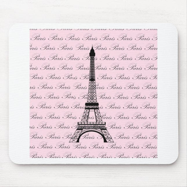 Tapis De Souris Tour Eiffel rose et noir de Paris (Devant)