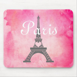 Tapis De Souris Tour Eiffel rose Girly français de Paris