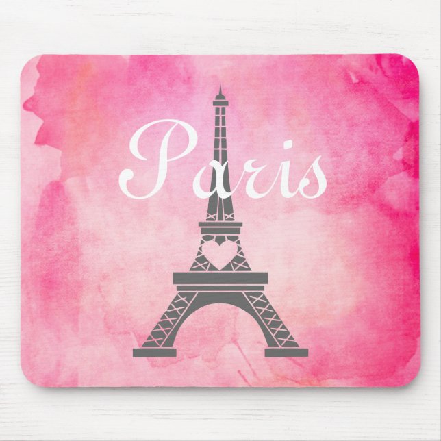 Tapis De Souris Tour Eiffel rose Girly français de Paris (Devant)