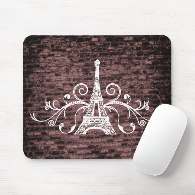 Tapis De Souris Tour Eiffel rose Grunge Souris (Avec souris)