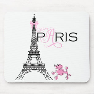 Tapis De Souris Tour Eiffel Ruban Rose Paris France Caniche Chic