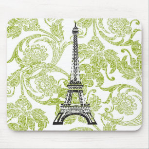 Tapis De Souris Tour Eiffel sur la conception verte Mousepad