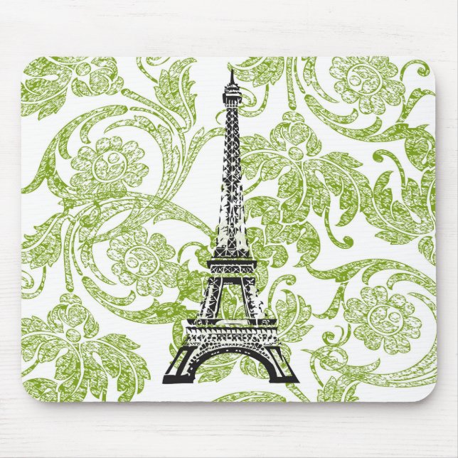 Tapis De Souris Tour Eiffel sur la conception verte Mousepad (Devant)